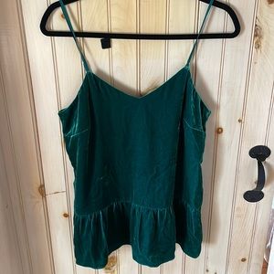 j crew velvet green peplum top / 6T
